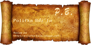 Polifka Béla névjegykártya